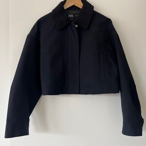Zara Women's Blue Cropped Jacket